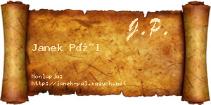 Janek Pál névjegykártya